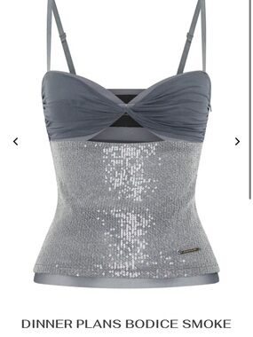 Dinner Plans Bodice Tank Top - Smoke Gray